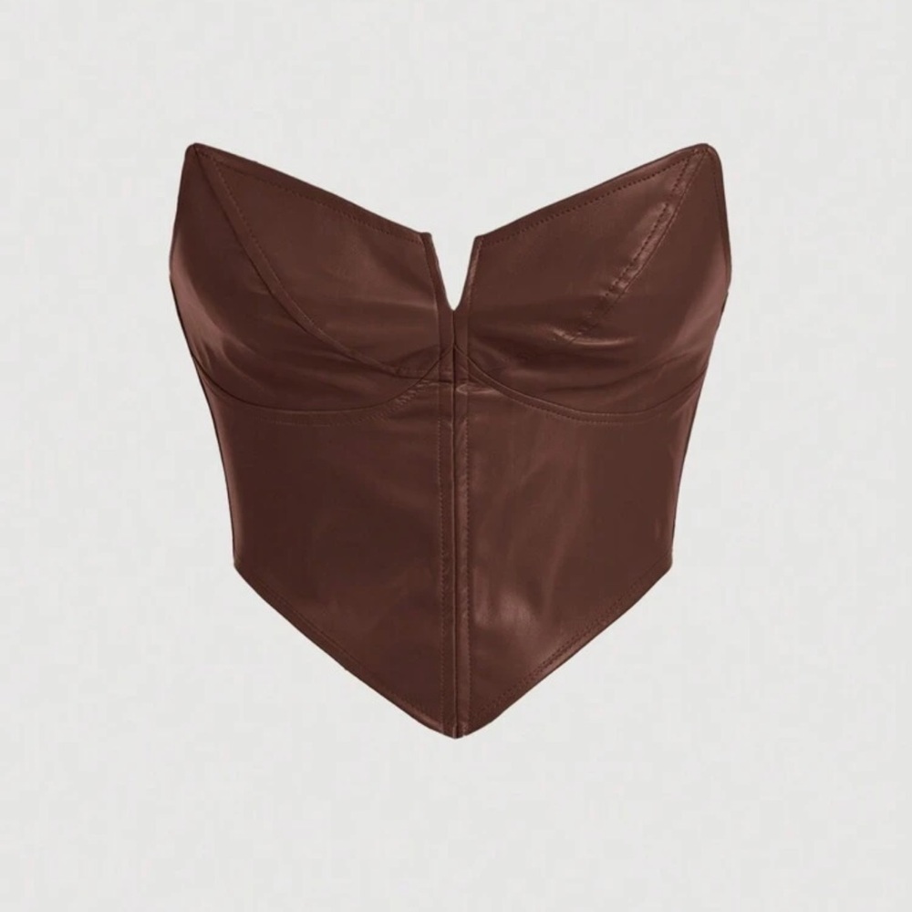 SHEIN Chocolate Faux Leather Top